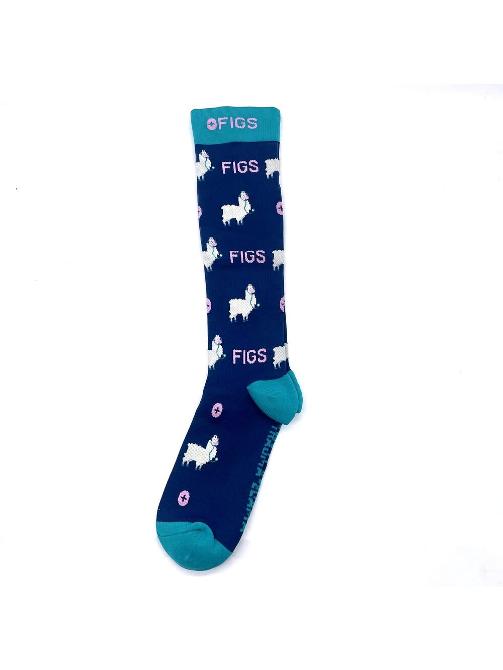 1 Pair FIGS Compression 'Dr Llama' Blue Socks Size Medium